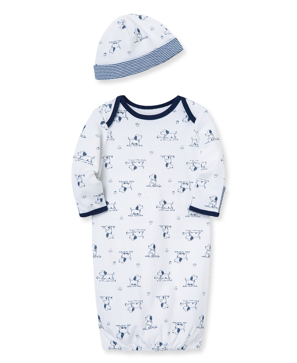 Puppy Toile Sleeper Gown And Hat