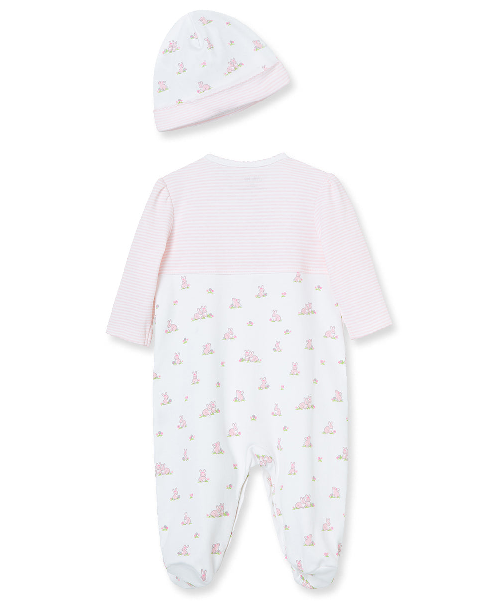 Baby Bunnies Footed One-Piece And Hat
