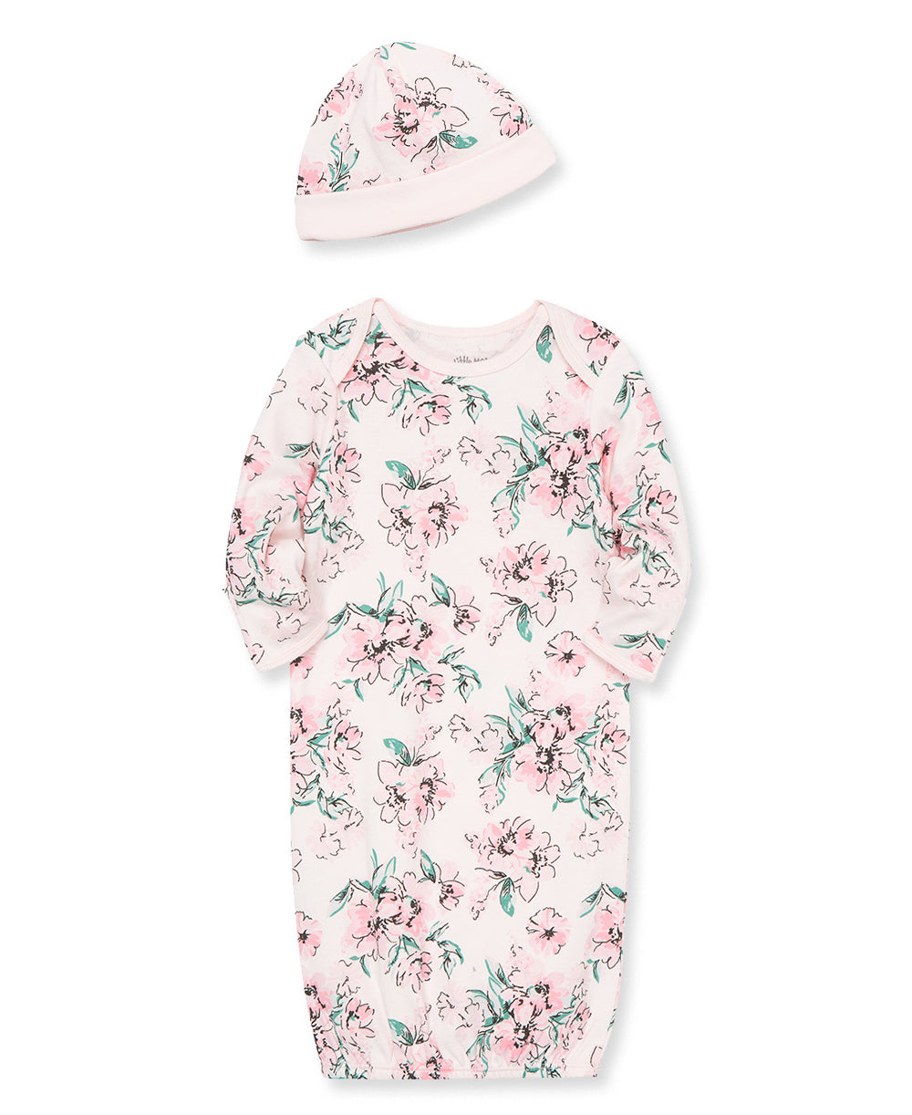 Dream Floral Sleeper Gown And Hat