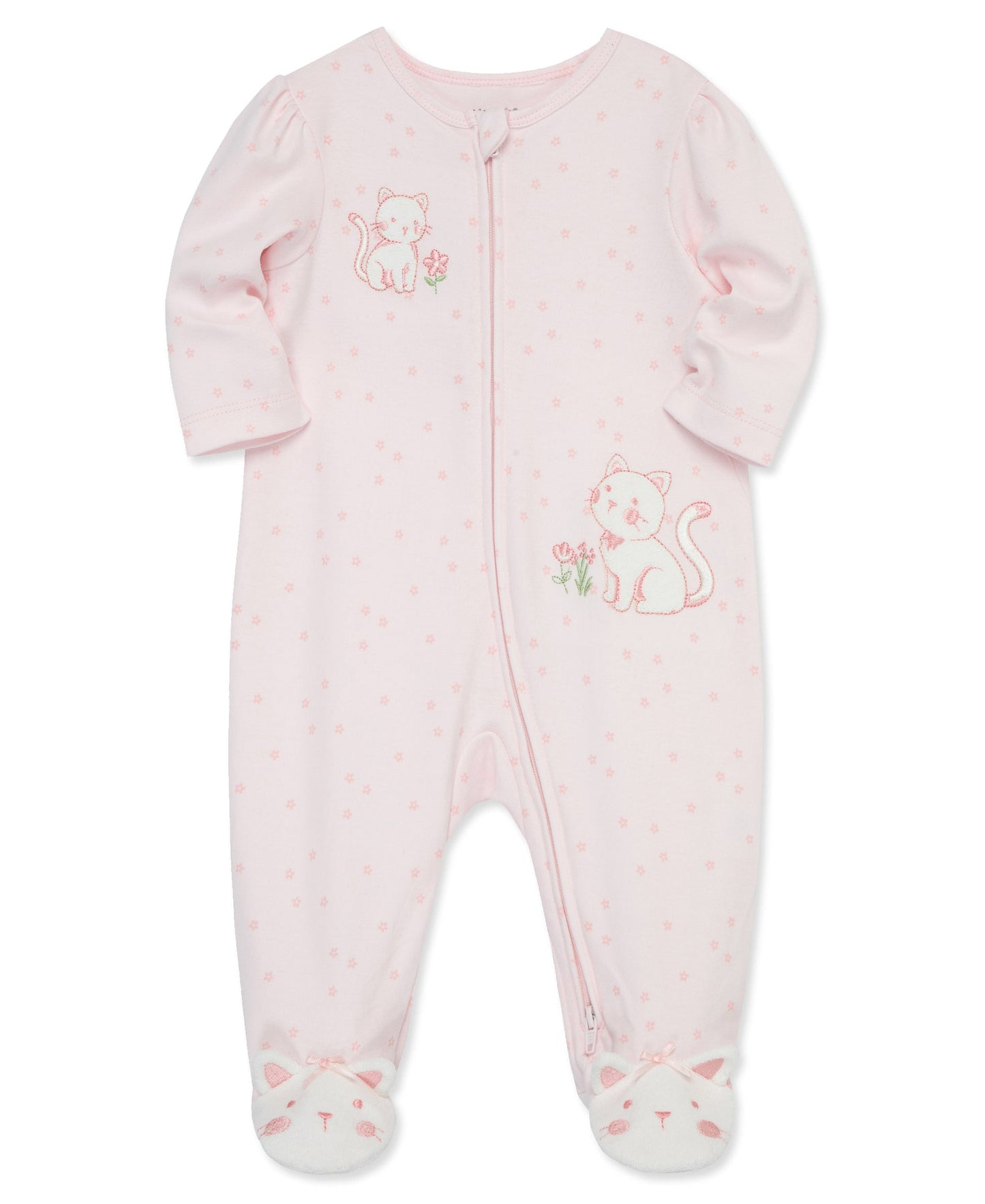 Sweet Kitties 2-Way-Zip Footed One-Piece