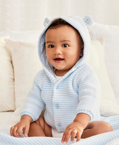 Blue Textured Hoodie