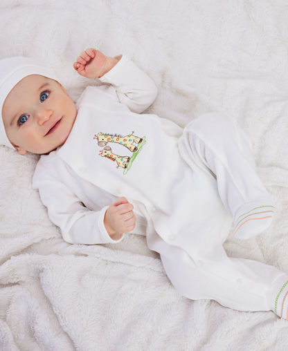 Giraffe Footed One-Piece & Hat