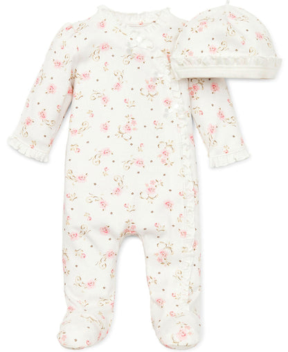 Vintage Rose Footed One-Piece And Hat