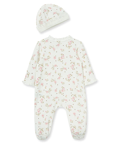 Vintage Rose Footed One-Piece And Hat