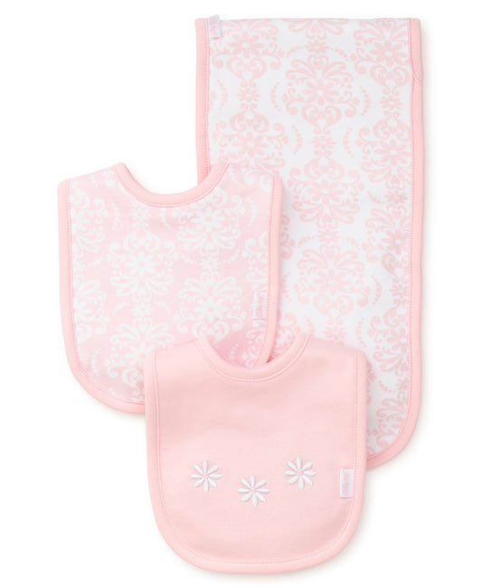 Damask Scroll Bib & Burp Set