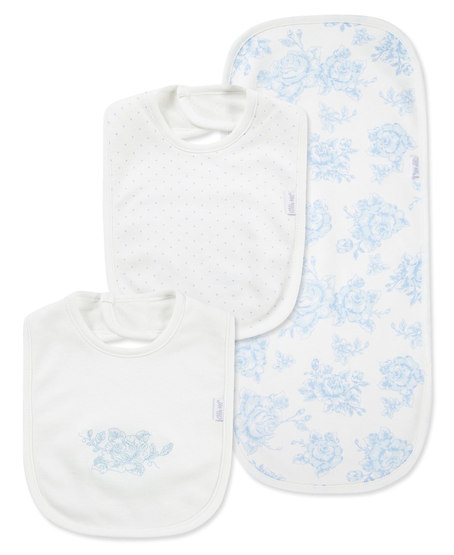 Blue Roses Bib & Burp Set