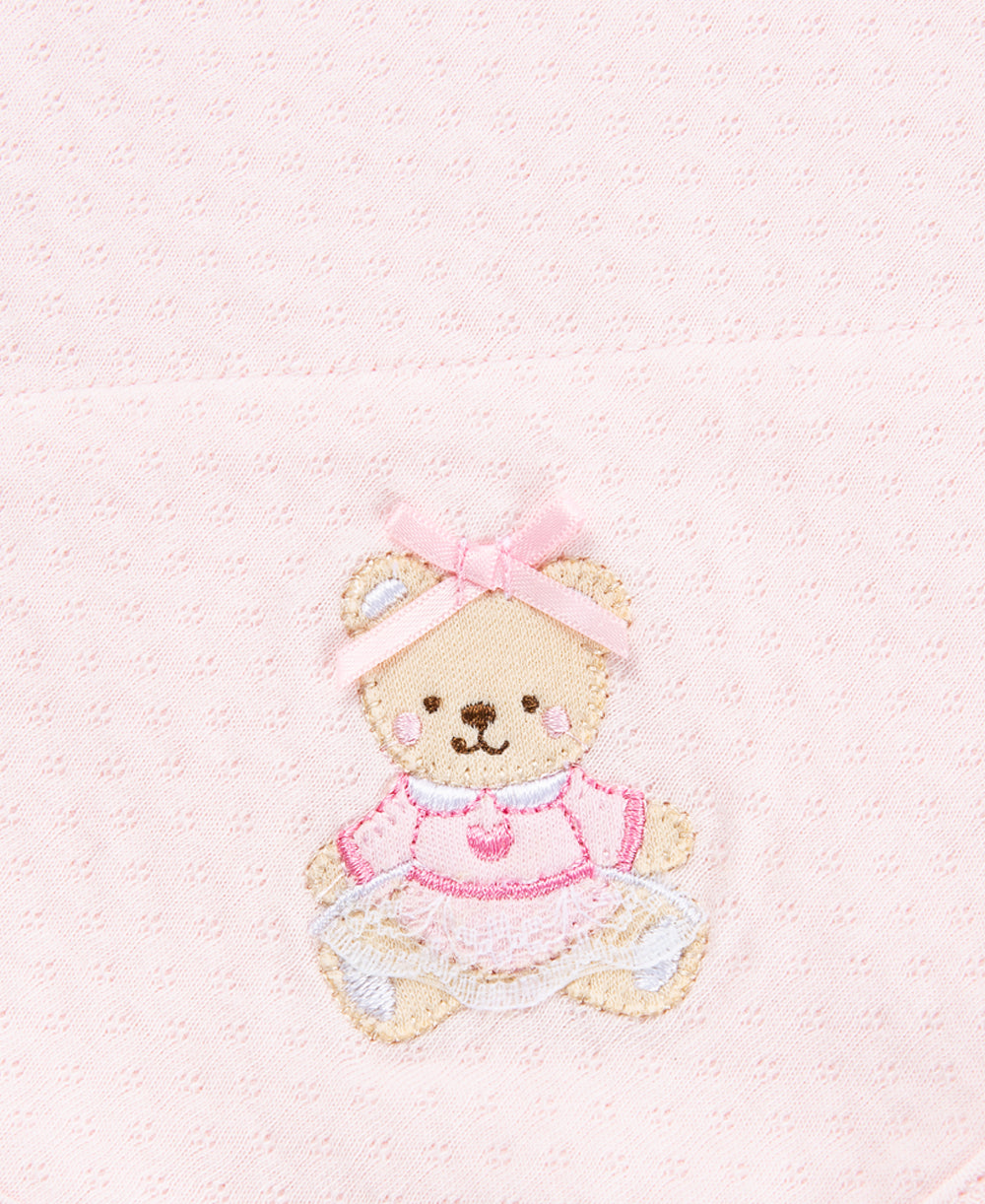 Pink Bear Receiving Blanket