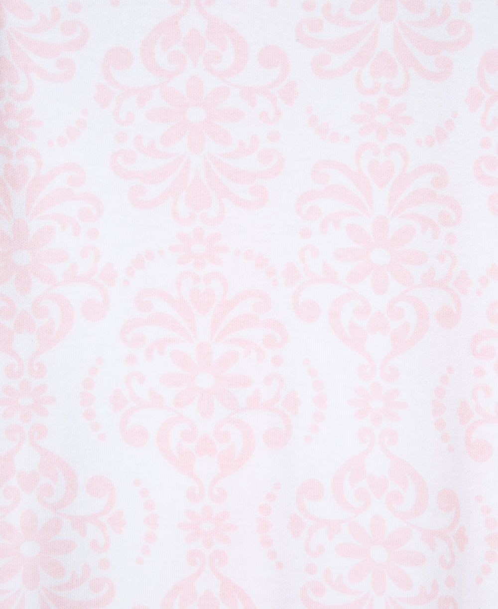 Damask Scroll Footed One-Piece And Hat