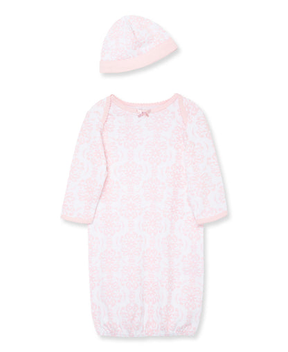 Damask Scroll Sleeper Gown And Hat