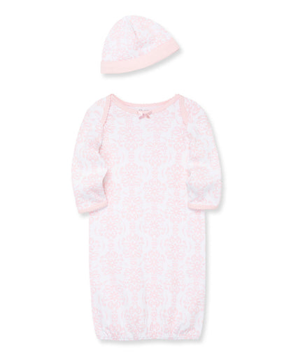 Damask Scroll Sleeper Gown And Hat