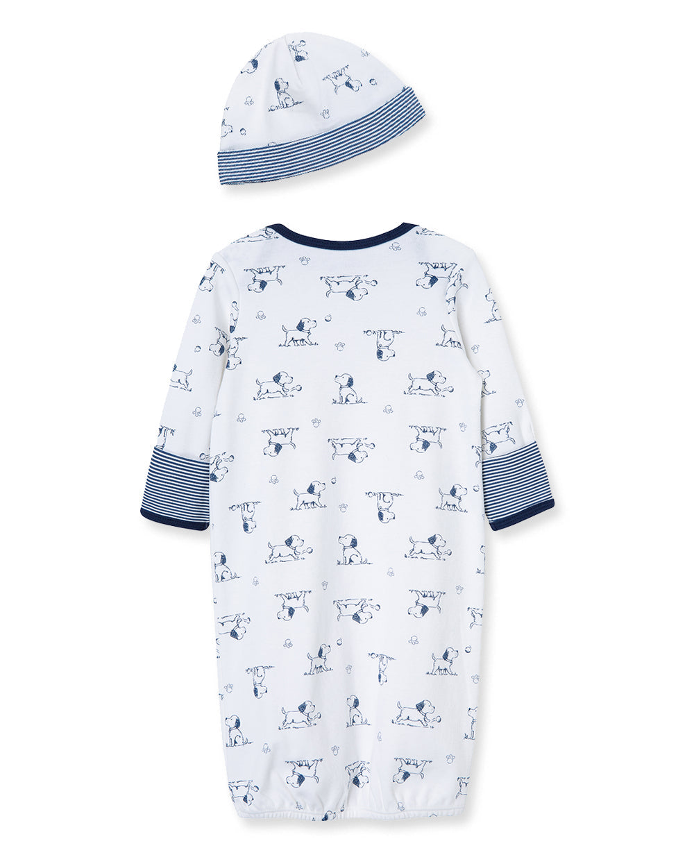 Puppy Toile Sleeper Gown And Hat