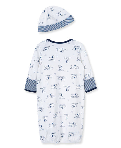 Puppy Toile Sleeper Gown And Hat