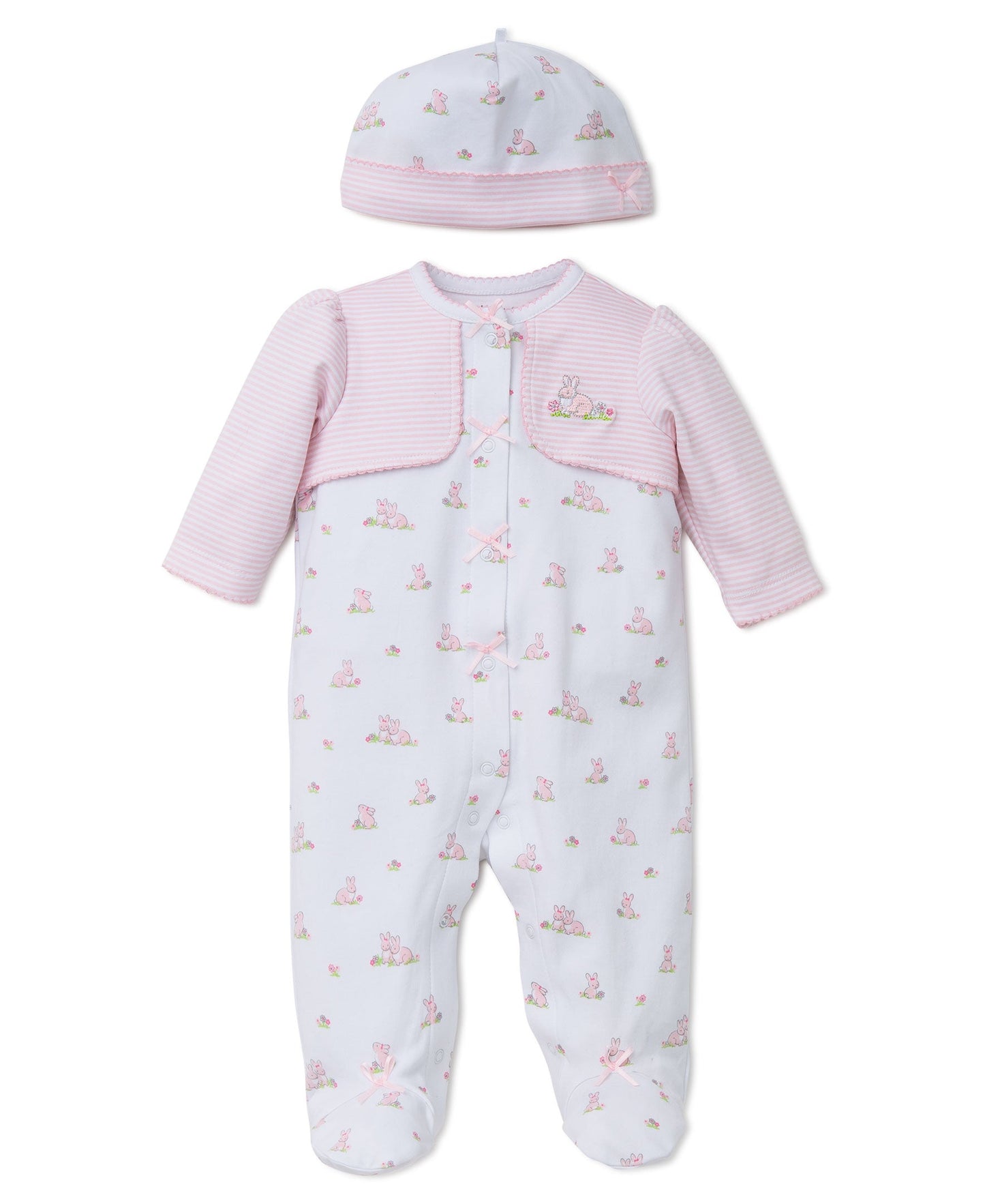 Baby Bunnies Footed One-Piece And Hat