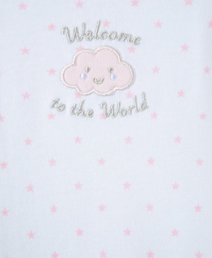 Pink Welcome To The World Sleeper Gown and Hat