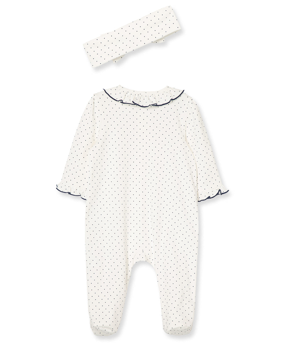 Rosebud 2-Way-Zip Footed One-Piece and Headband