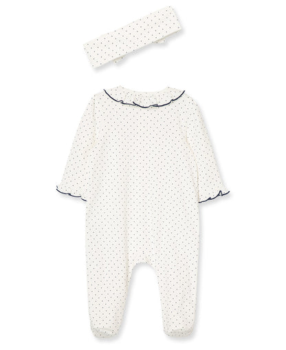Rosebud 2-Way-Zip Footed One-Piece and Headband