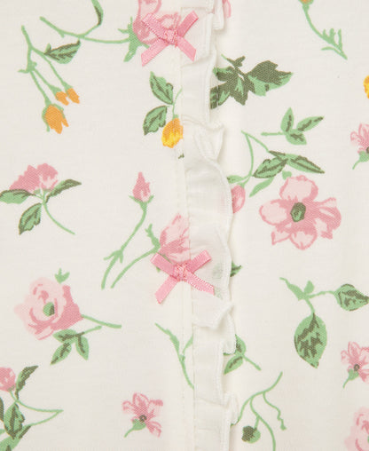 Floral Leaf 2-Way-Zip Footed One-Piece And Hat