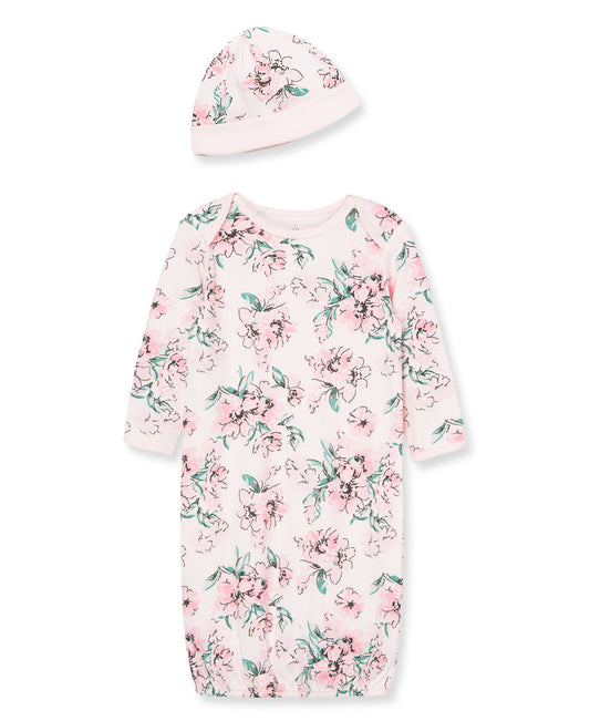 Dream Floral Sleeper Gown And Hat