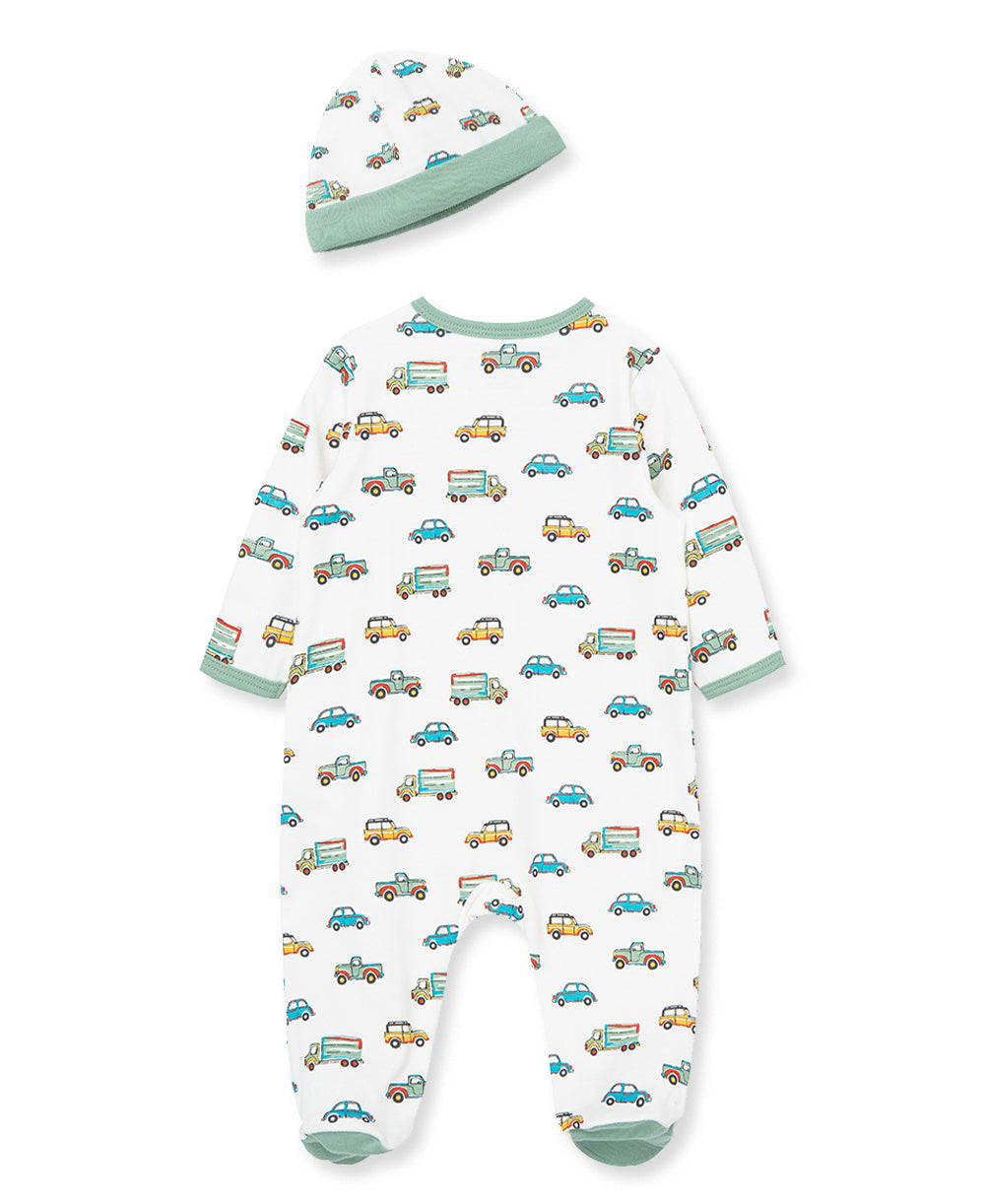 On the Go 2-Way-Zip Footed One-Piece and Hat