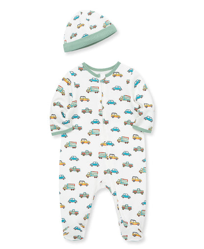 On the Go 2-Way-Zip Footed One-Piece and Hat