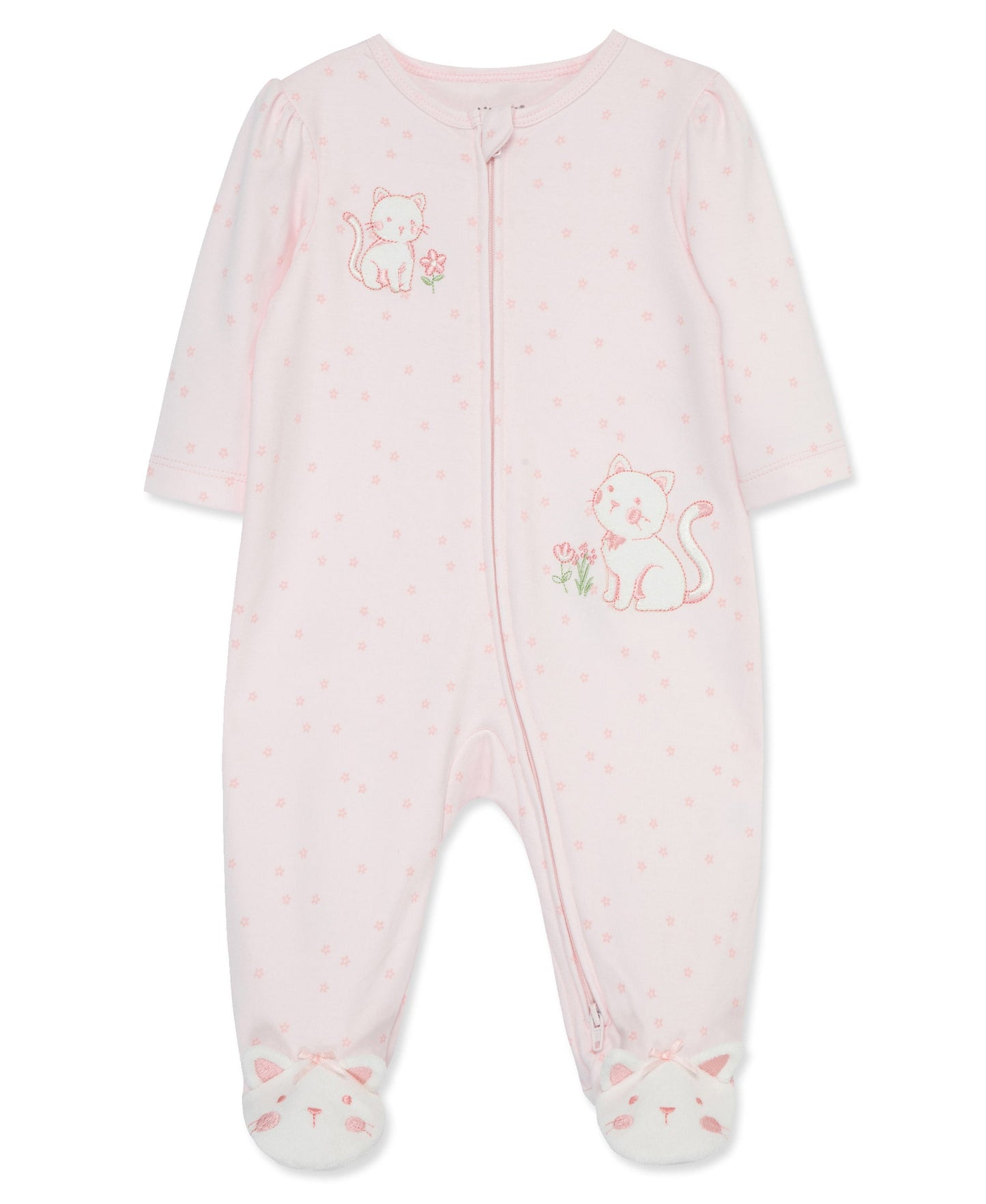 Sweet Kitties 2-Way-Zip Footed One-Piece