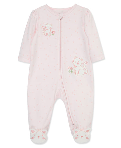 Sweet Kitties 2-Way-Zip Footed One-Piece