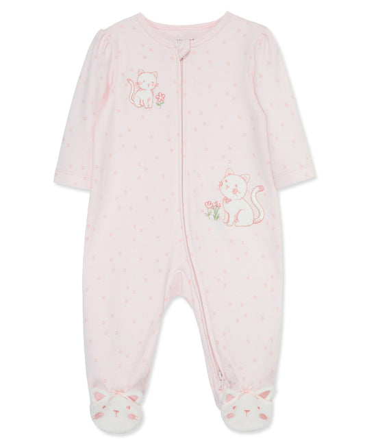 Sweet Kitties 2-Way-Zip Footed One-Piece