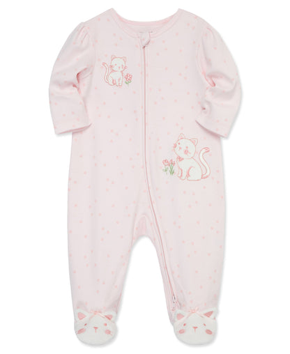 Sweet Kitties 2-Way-Zip Footed One-Piece
