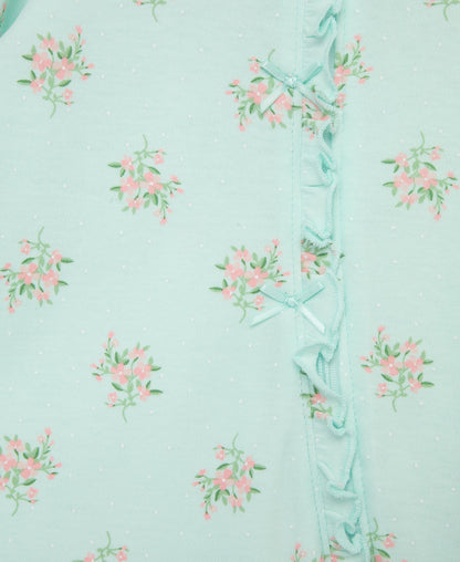 Delicate Floral Zip Footed One-Piece & Hat