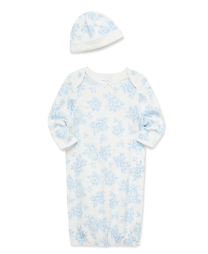 Blue Roses Sleeper Gown and Hat