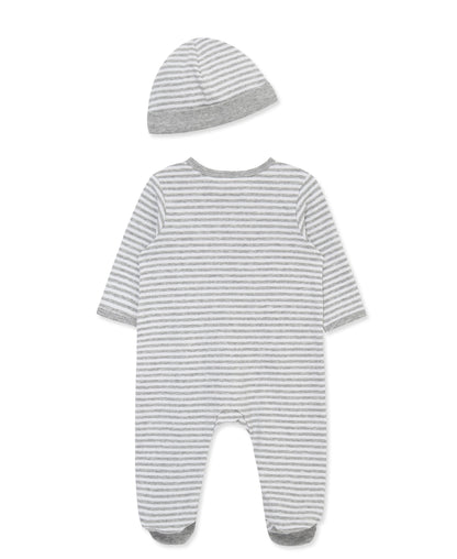 Race Cars 2-Way-Zip Footed One-Piece and Hat
