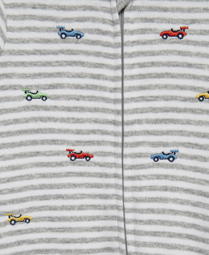 Race Cars 2-Way-Zip Footed One-Piece and Hat