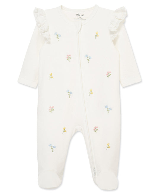 Floral 2-Way-Zip Footed One-Piece