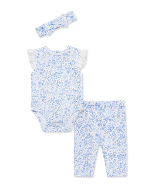 Floral Eyelet Bodysuit & Pant Set