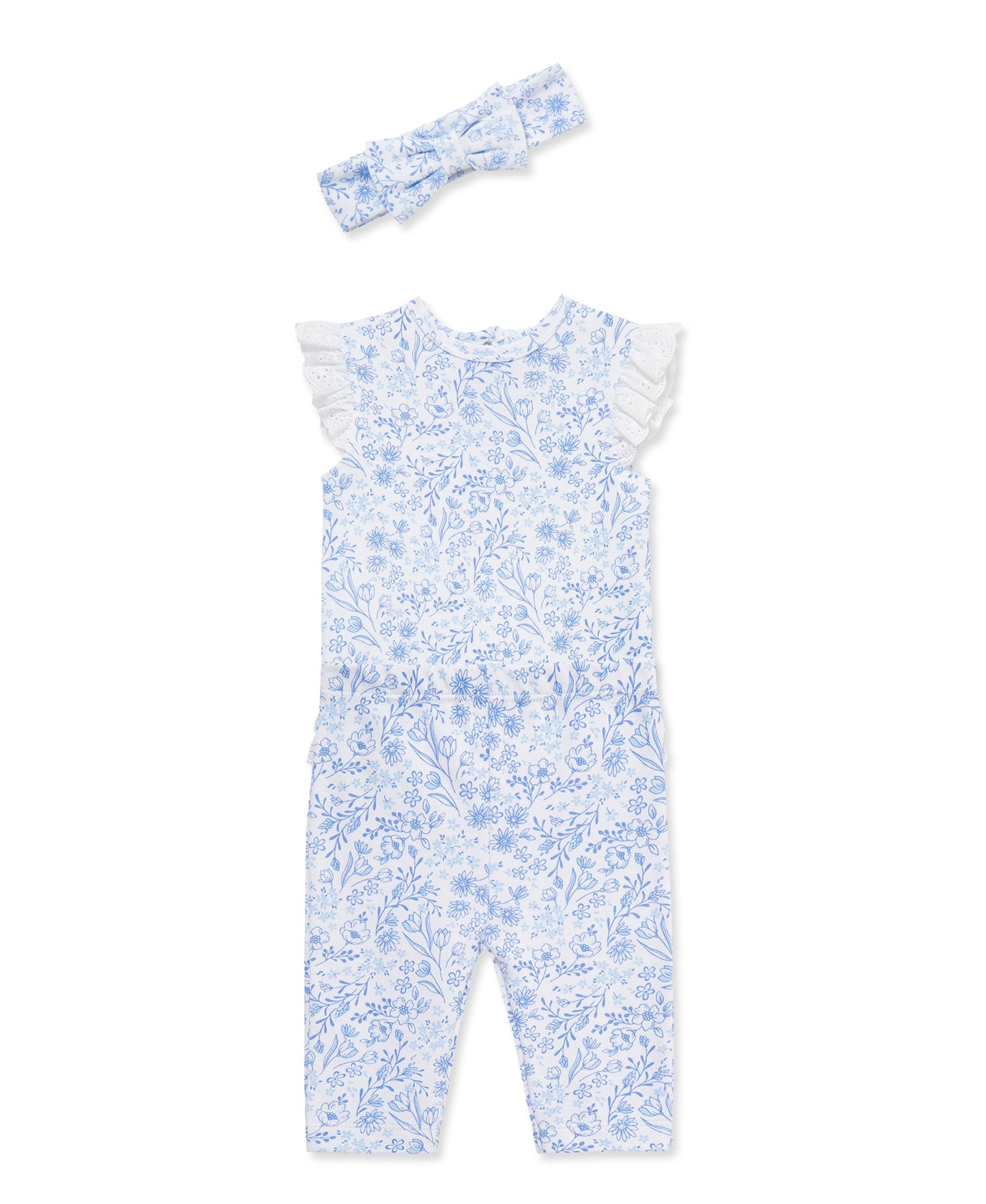 Floral Eyelet Bodysuit & Pant Set