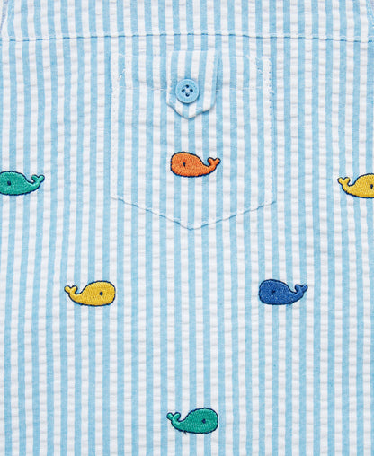 Whales Woven Sunsuit & Hat