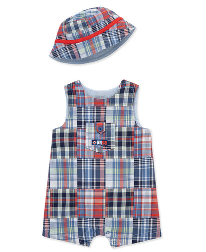 Patchwork Woven Sunsuit & Hat
