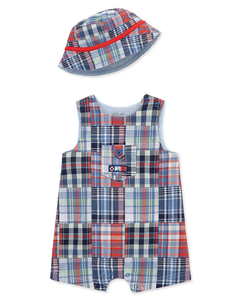 Patchwork Woven Sunsuit & Hat