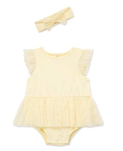 Yellow Mesh Skirt Bubble & Headband