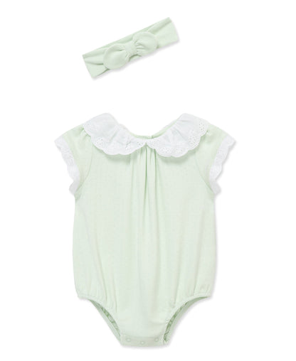 Green Eyelet Collar Bubble & Headband