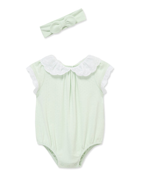 Green Eyelet Collar Bubble & Headband