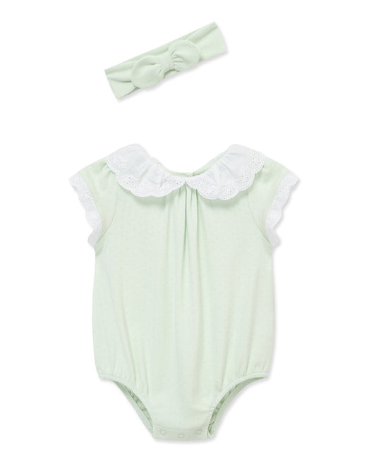 Green Eyelet Collar Bubble & Headband