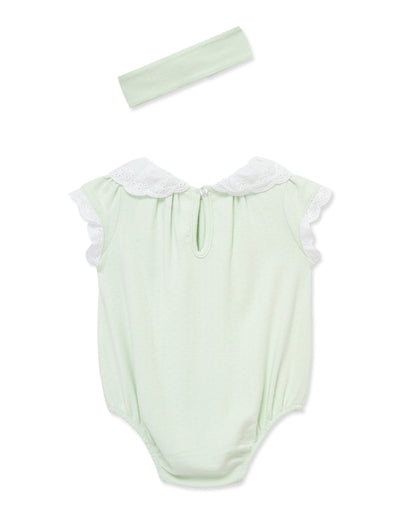 Green Eyelet Collar Bubble & Headband