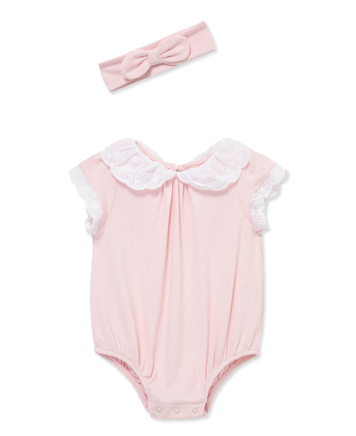 Rose Eyelet Collar Bubble & Headband