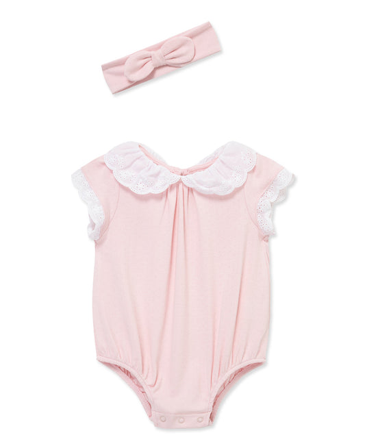 Rose Eyelet Collar Bubble & Headband