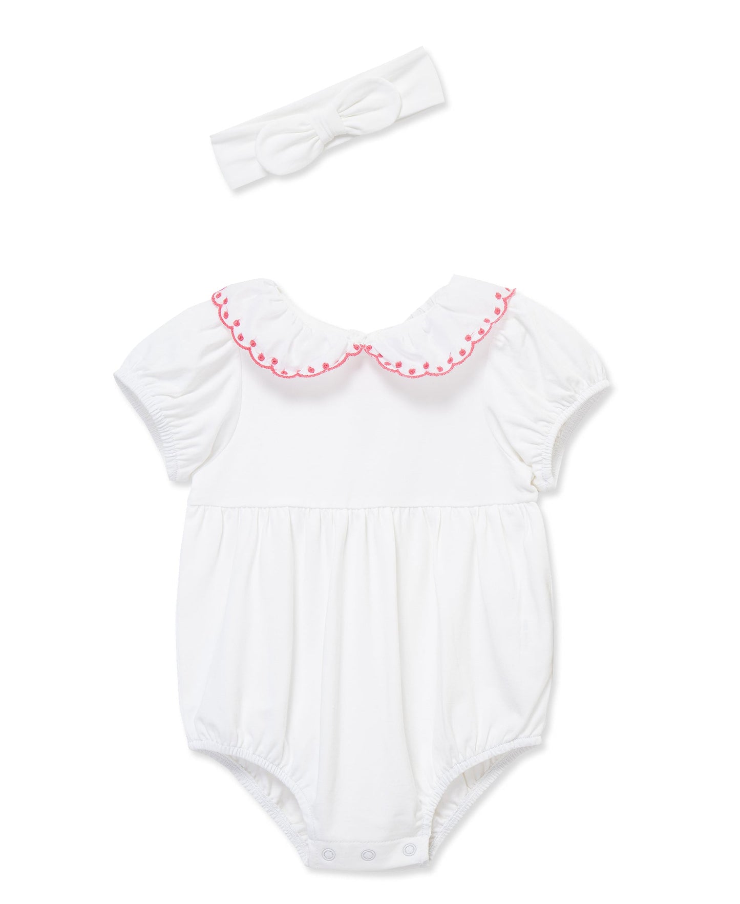 White Scallop Collar Bubble & Headband