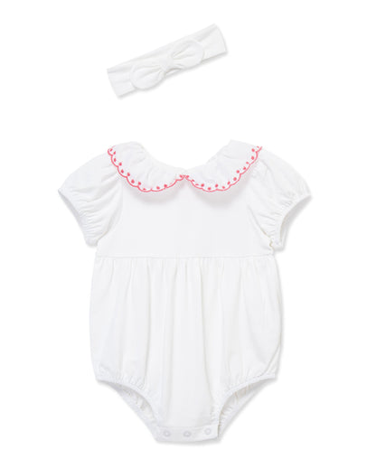 White Scallop Collar Bubble & Headband