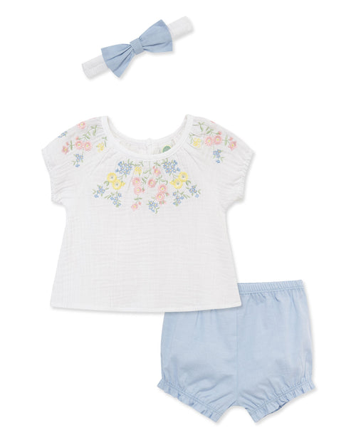 Floral Trail Woven 2-Piece Sunsuit & Headband