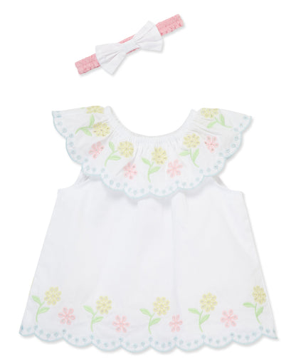 Multi Eyelet Woven 2-Piece Sunsuit & Headband