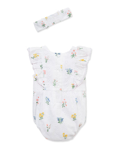 Eyelet Floral Woven Bubble & Headband